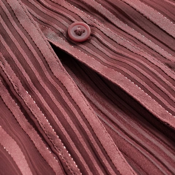 Express Tie Neck Relaxed Portofino Button Down Shirt - Size S - Picture 6 of 14